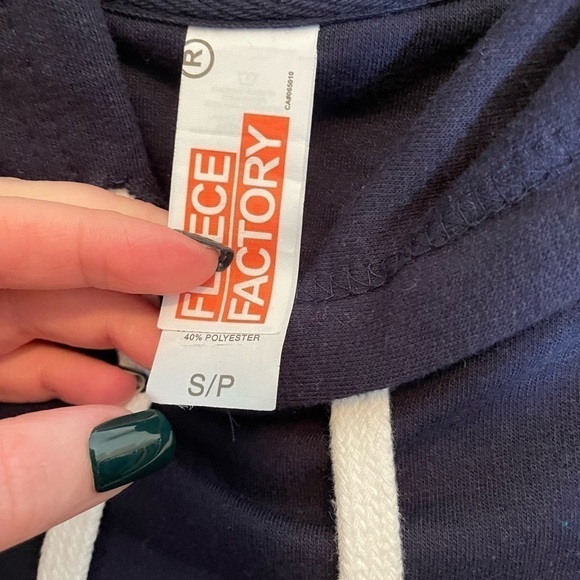 Fleece factory navy blue hoodie - Picture 6 of 8